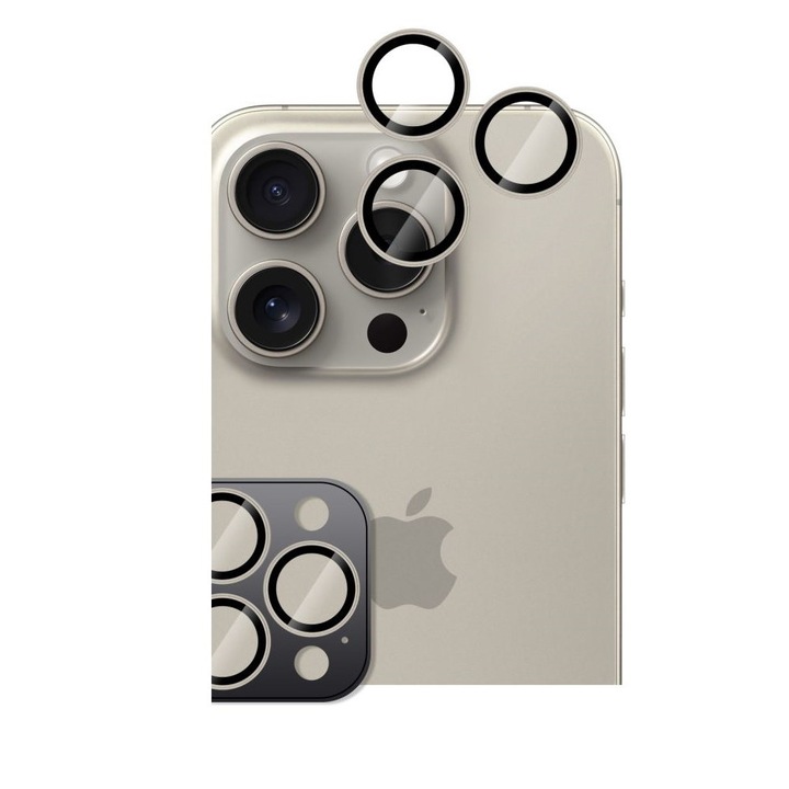 Комплект от 3 стъклени протектора за камера HOFI CamRing, съвместими с iPhone 16 Pro / 16 Pro Max Natural Titanium