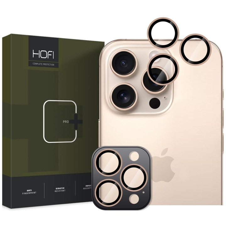 Compatibil cu iPhone 17 Pro - Ramă de protecție HOFI pentru lentila camerei, din titan, de culoare deșert