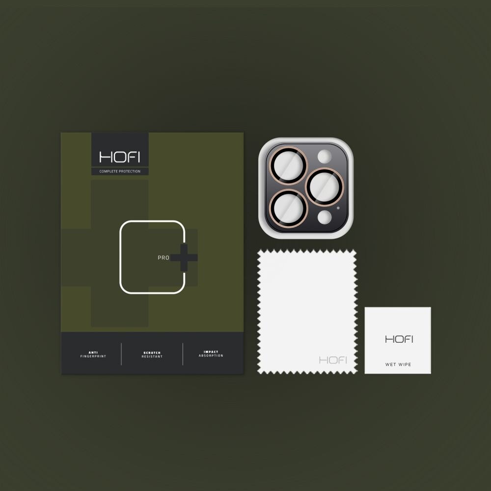 Set 3 protectii sticla camera foto HOFI CamRing compatibil cu iPhone 16 Pro / 16 Pro Max Desert Titanium