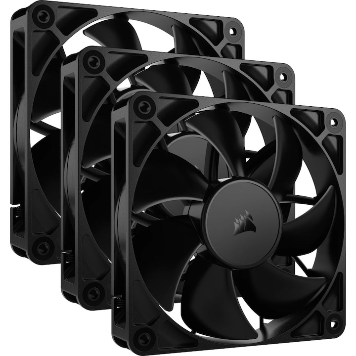 Комплект от 3 компютърни вентилатора, Corsair, 330-1700 rpm, 12 x 12 x 3 cm, черен