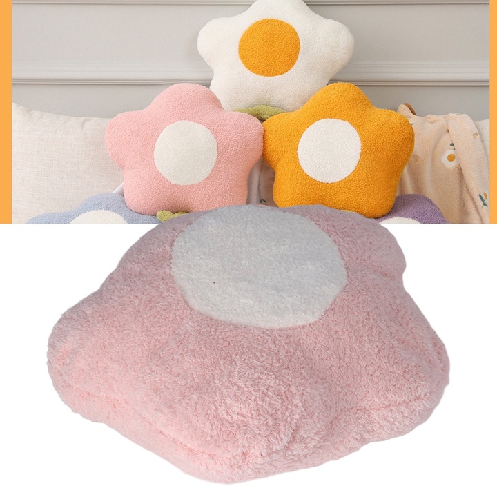 2 az 1-ben virágos takaróhuzat szett, hordozható, puha, hálószobákba, nappalikba, rózsaszín virágok fehér bibével