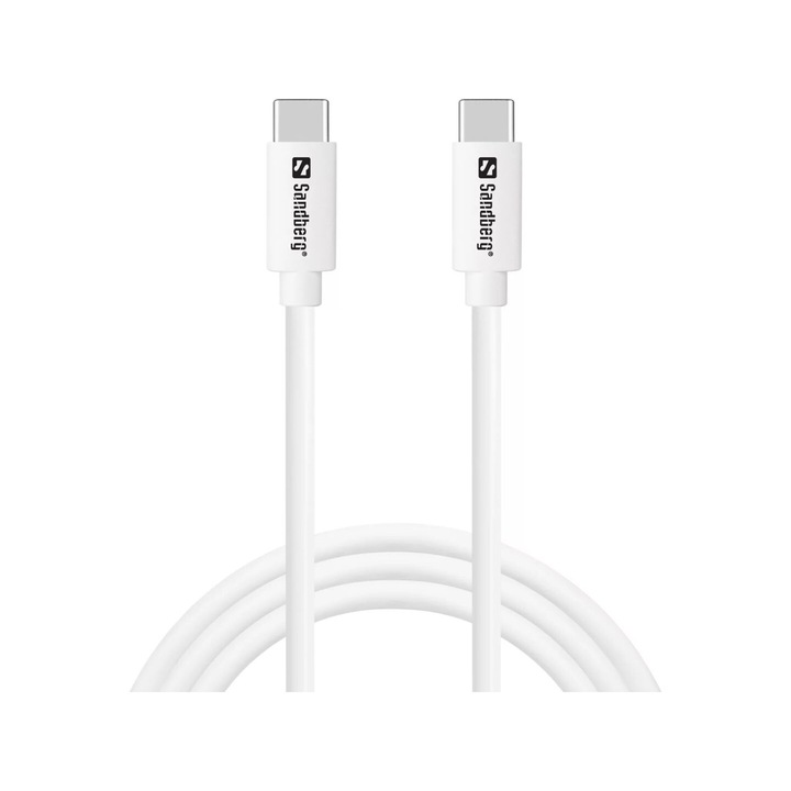Cablu de incarcare USB-C, Sandberg, 65W, 1m, Alb