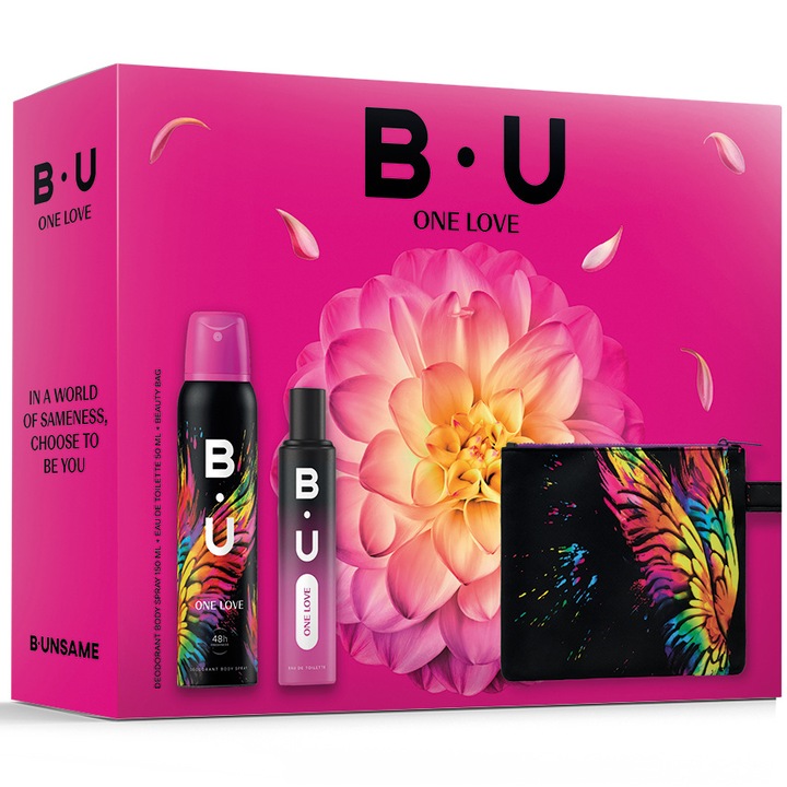 Set cadou B.U Love: Apa de toaleta, 50 ml + Deodorant spray pentru corp, 150 ml + Cadou