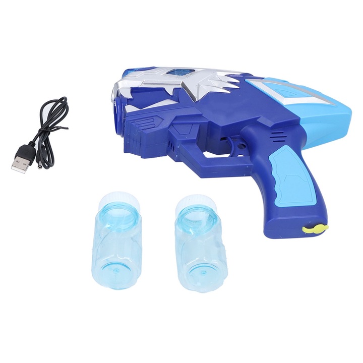 Buborékfújó gép gyerekeknek USB töltéssel Rajzfilm stílusú kialakítás Buborékfújó játék gyerekeknek, kék