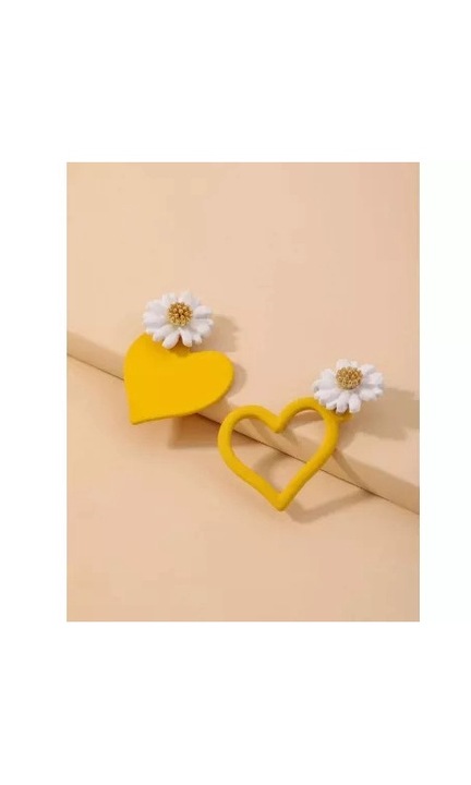 Inovius - Cercei Galbeni Inima si Floare