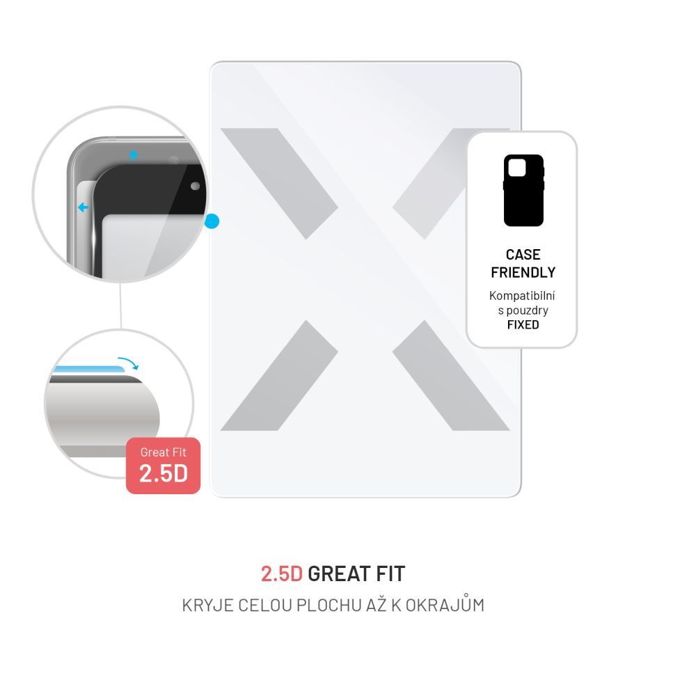 Folie de protectie din sticla securizata FIXED 2.5D pentru iPad Air 11", 0.33mm, transparent