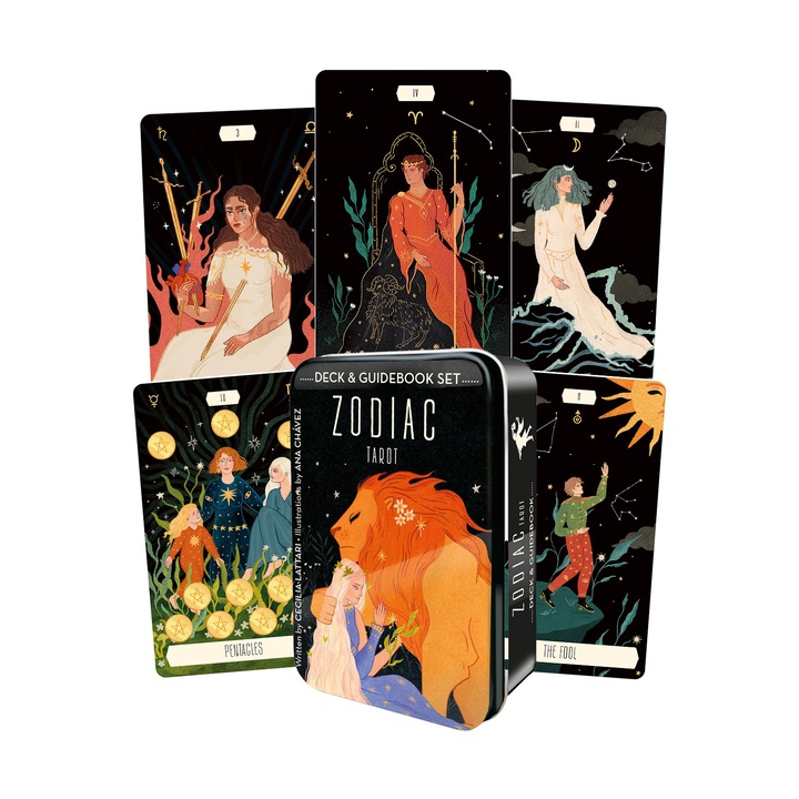 Set Tarot Zodiac, US Games Systems, 78 Carti, 6.7 x 10.7 x 4 cm, Multicolor