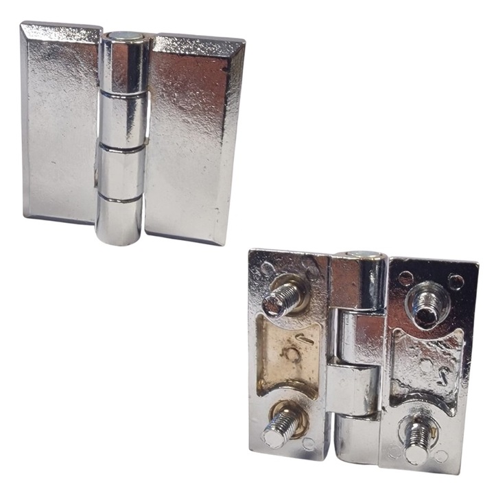 Fém zsanér ruhatárhoz, csavarral, fényes króm, 50 x 50 mm, 2 db / szett