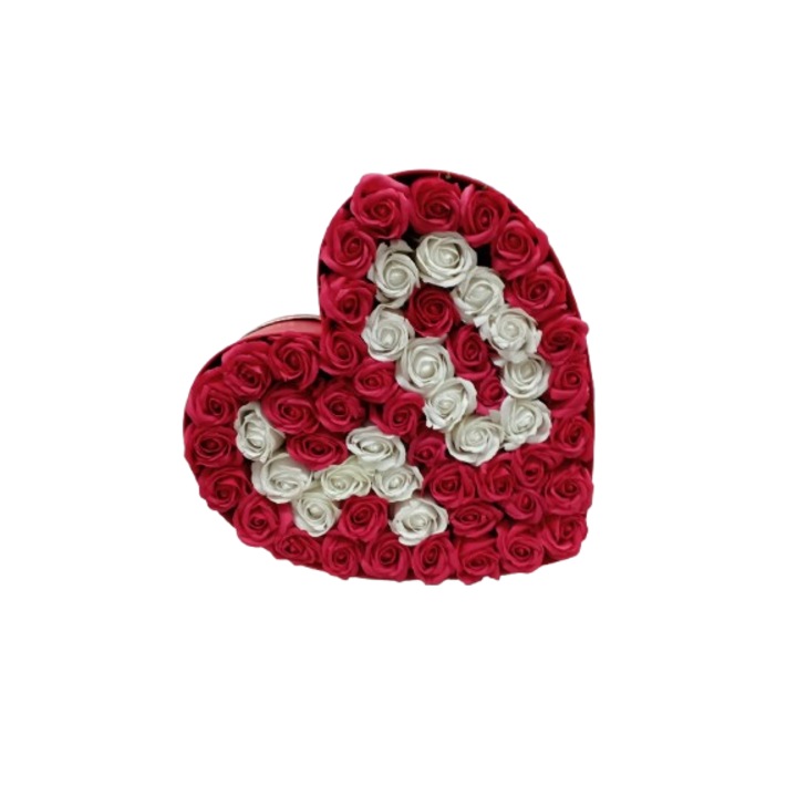 Aranjament flori de sapun, personalizat cu cifra 40