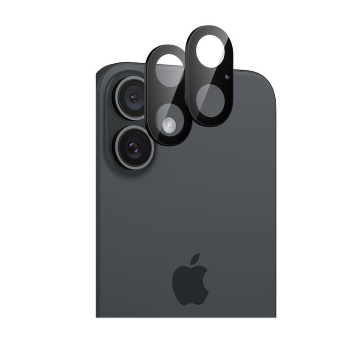 2 db Spigen Optik kameraüveg fólia készlet, amely kompatibilis az iPhone 16 / 16 Plus Black készülékkel
