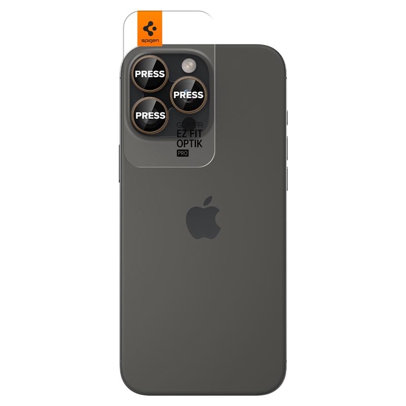 Set 6 protectii sticla camera foto Spigen Optik EZ FIT compatibil cu iPhone 16 Pro / 16 Pro Max Desert Titanium