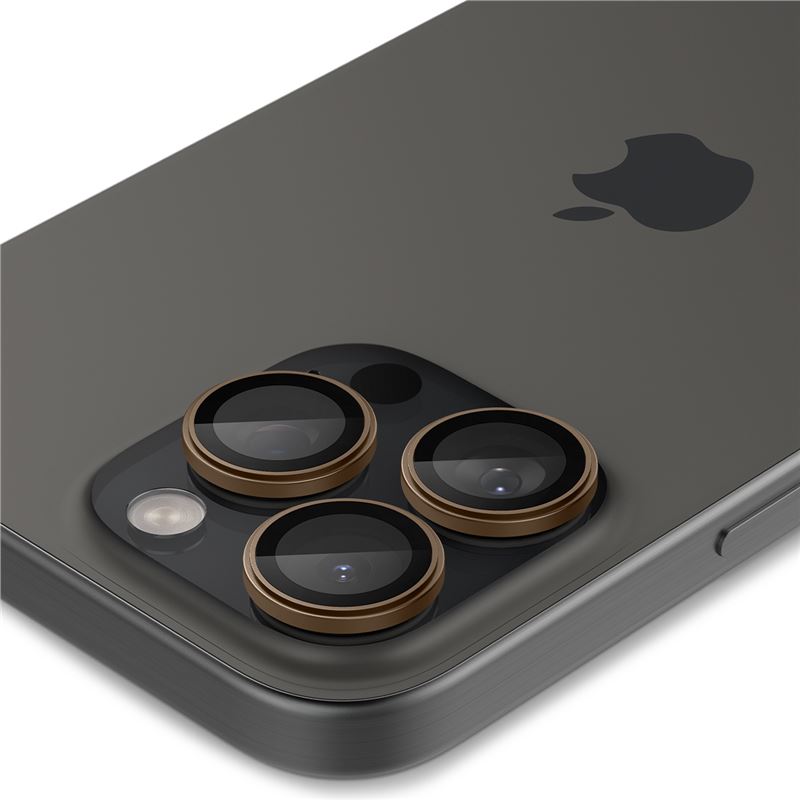 Set 6 protectii sticla camera foto Spigen Optik EZ FIT compatibil cu iPhone 16 Pro / 16 Pro Max Desert Titanium