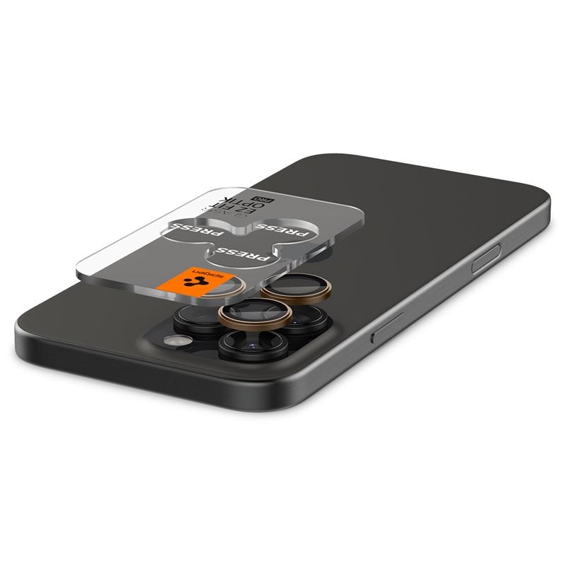 Set 6 protectii sticla camera foto Spigen Optik EZ FIT compatibil cu iPhone 16 Pro / 16 Pro Max Desert Titanium
