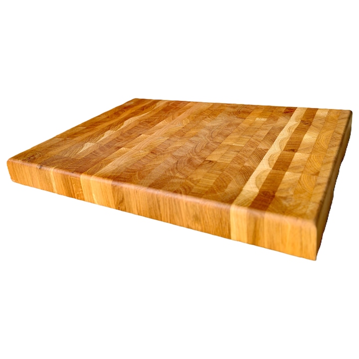 Премиум кухненска дъска от масивен дъб, с край на влакното, против хлъзгане, обработена с безопасно за храната масло 39 X 29 X 3,5 см