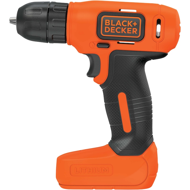 Masina de gaurit si insurubat (bormasina) pe acumulator Black & Decker BDCD8, 7.2V, acumulator Li-Ion 1.5 Ah, turatie maxima 400 RPM, iluminare LED, incarcator Micro USB