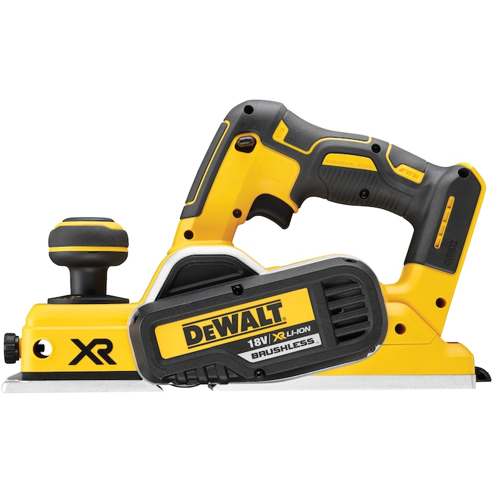 Акуулаторно електрическо ренде DeWALT DCP580N, 18V XR, Безчетков мотор, Ширина 82 мм, Съвместим с ножове TCT, Система за прахоулавяне AirLock, Прецизна настройка, Без зарядно/батерия
