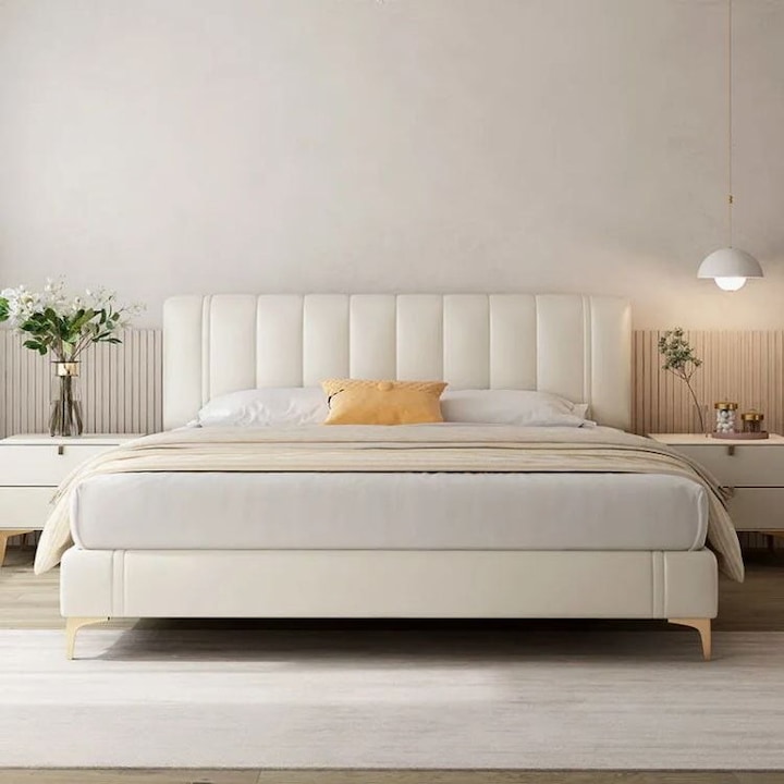 Pat Minelli 140x190 cm Tapitat Catifea Crem Somiera Inclusa Marketmob