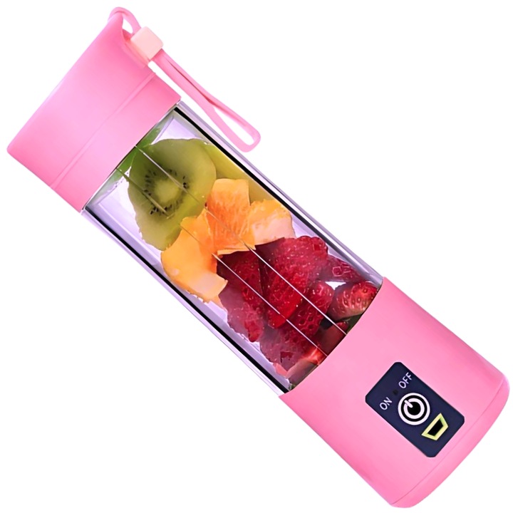 Mini blender portabil, SDEPOT®, conectat prin USB, electric, pentru prepararea de sucuri pentru un stil de viata sanatos, roz