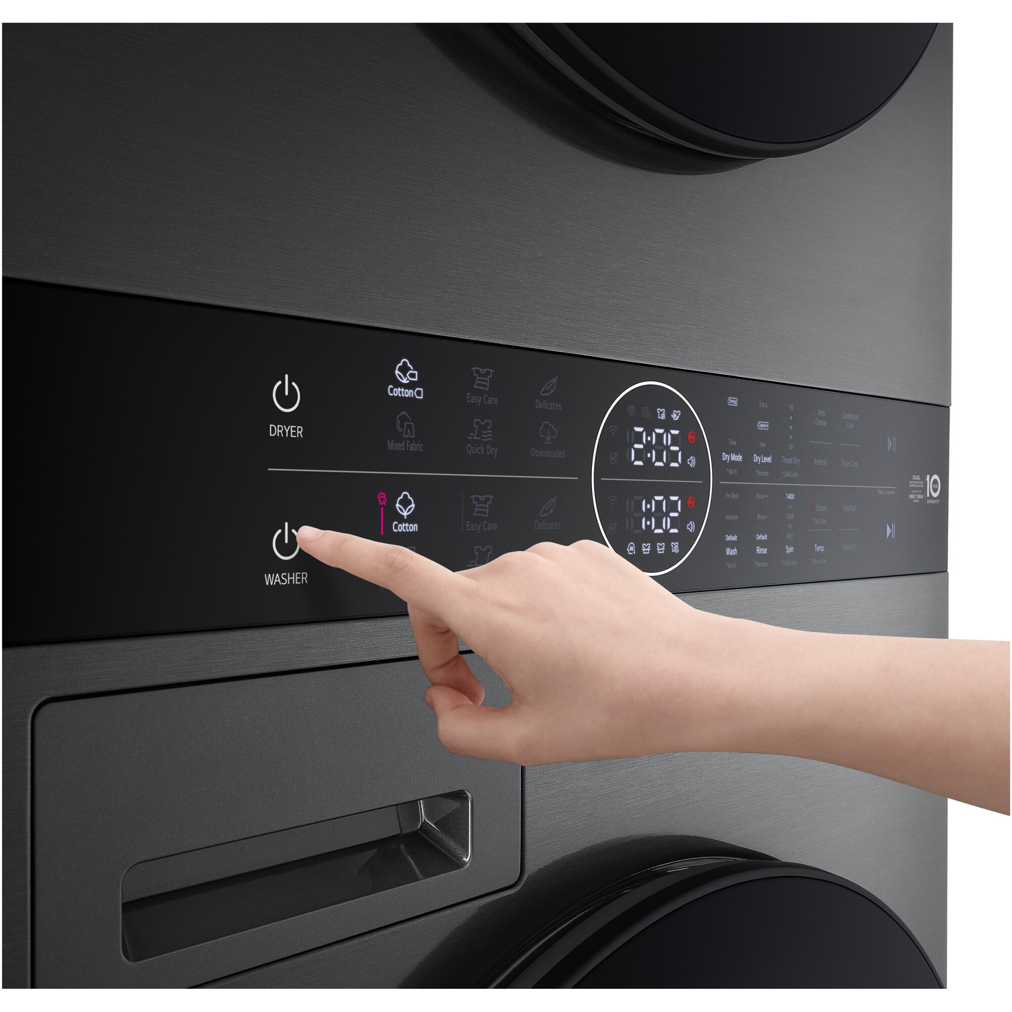 Masina de spalat rufe cu uscator LG WT1210BBF, Spalare 12 kg, Uscare 10 kg, 1400 RPM, Steam, TurboWash 360, Clasa A/C, Negru/Negru
