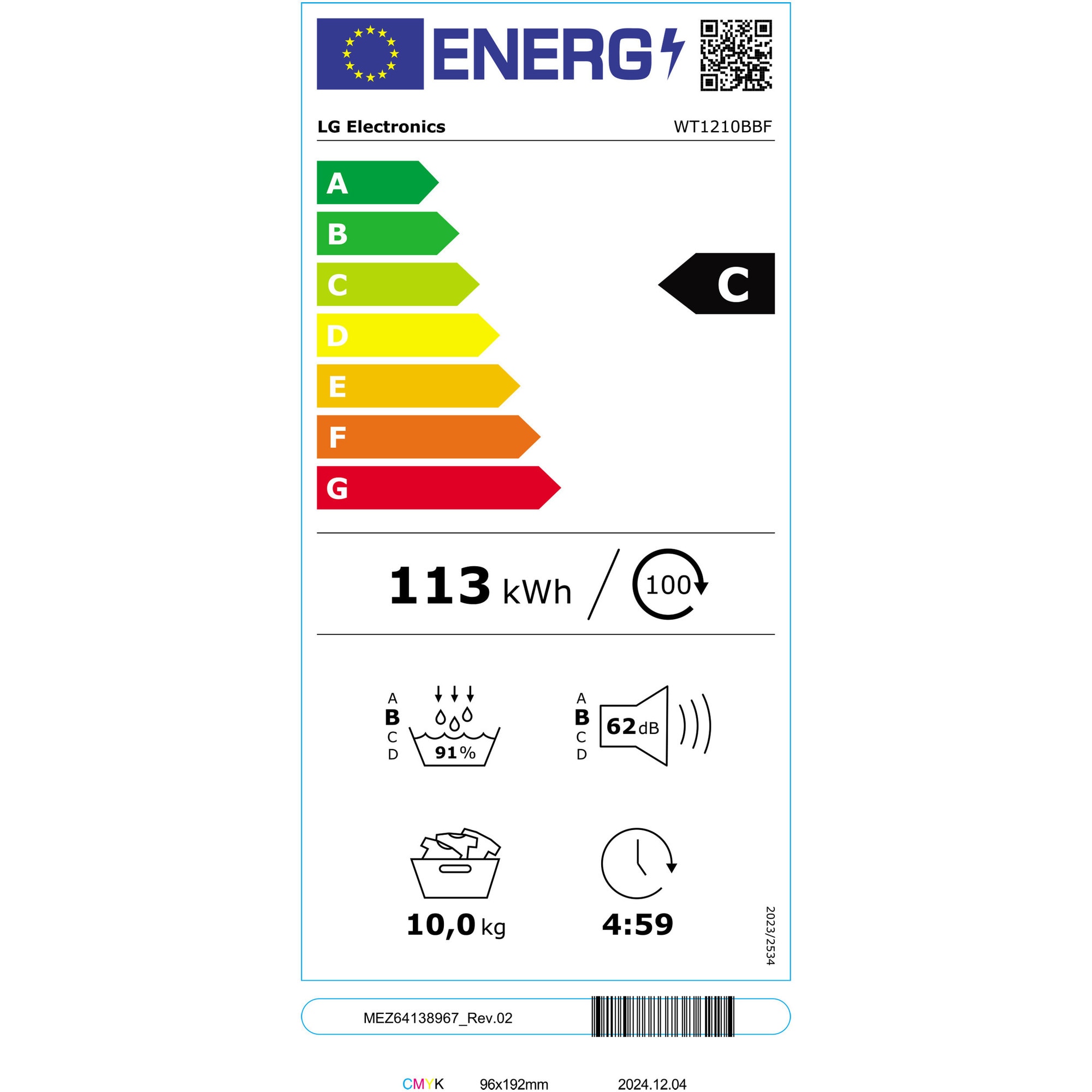 Masina de spalat rufe cu uscator LG WT1210BBF, Spalare 12 kg, Uscare 10 kg, 1400 RPM, Steam, TurboWash 360, Clasa A/C, Negru/Negru