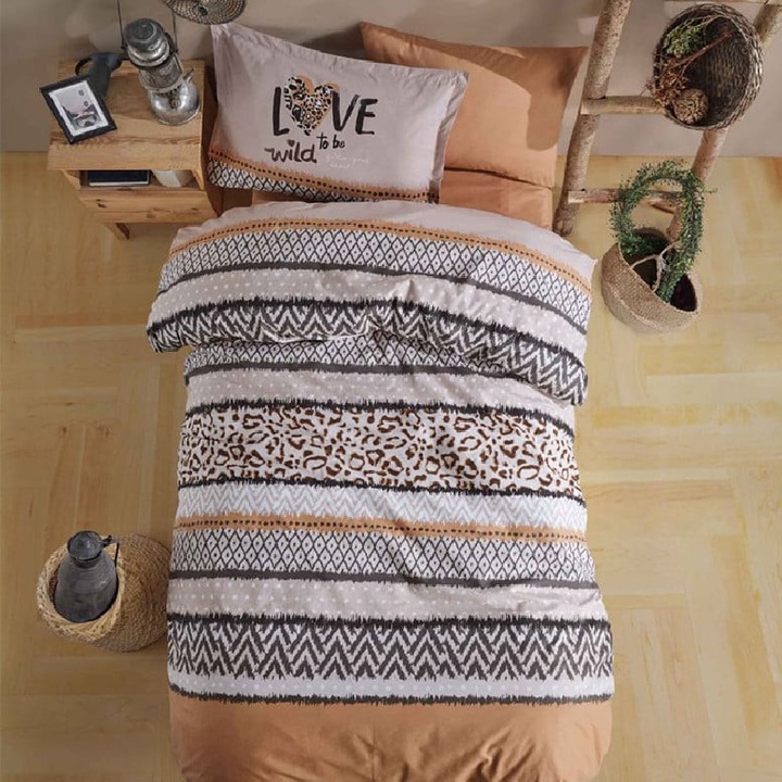 Спално бельо за 2 души, модел LX0857, 100% памук, 4 броя