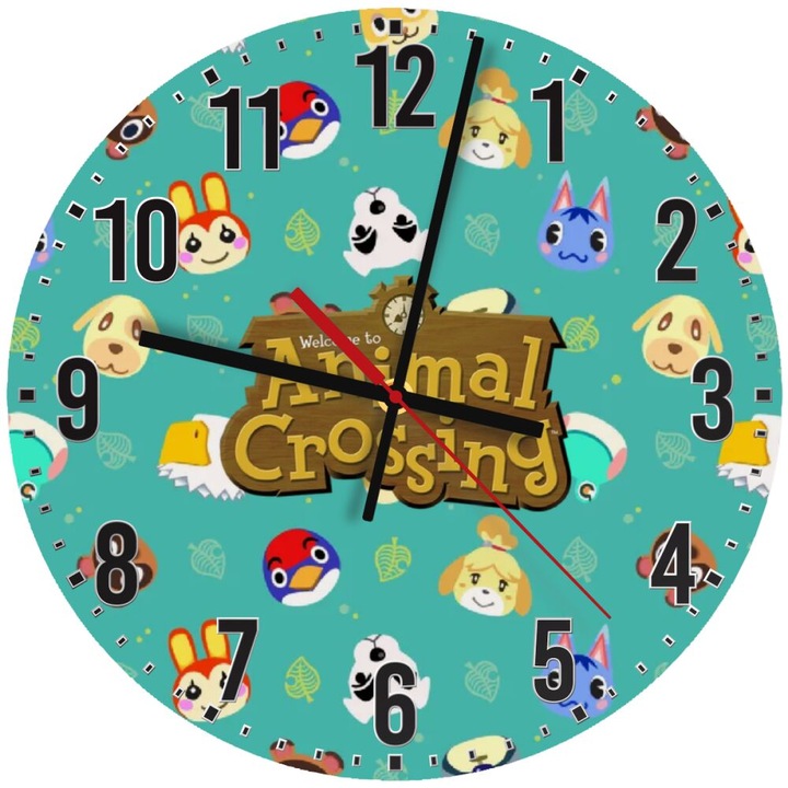 Ceas decorativ din lemn 30cm, mecanism silentios, montare pe perete