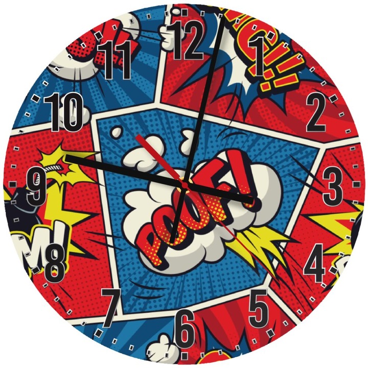 Ceas de perete din lemn 30cm, mecanism quartz, montare pe perete, culoare naturala