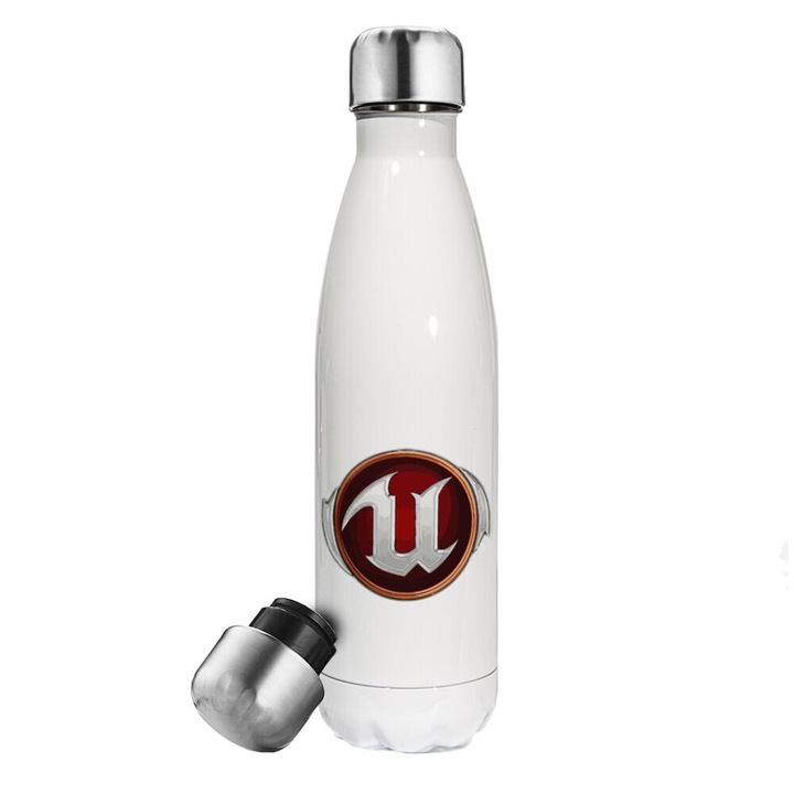 Termos din otel inoxidabil, 500ml, alb, izolatie dubla, capac cu inchidere etansa