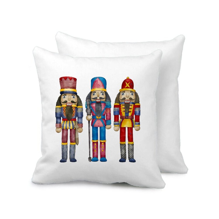 Perne decorative, Christmas Nutcrackers, 40x40cm, multicolor, include umplutura