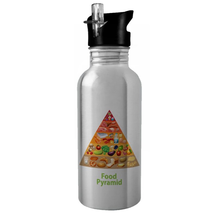 Sticla din otel inoxidabil 600ml cu capac cu pai, multicolor, pentru copii