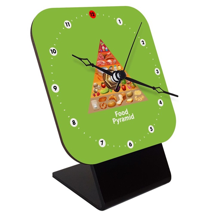 Ceas de perete din lemn cu mecanism quartz, set cu suport, 10x12x6cm, multicolor