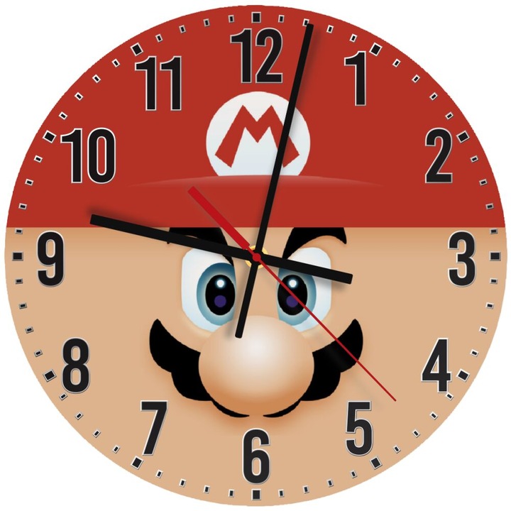 Ceas de perete din lemn 30cm, mecanism silentios, montare pe perete, multicolor