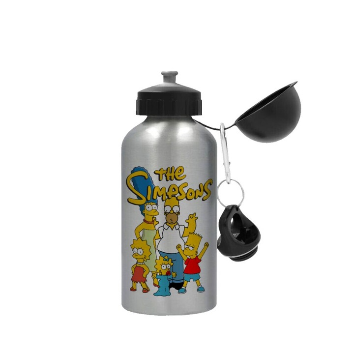 Sticla de apa, 500ml, aluminiu, argintie, 16x7.2cm
