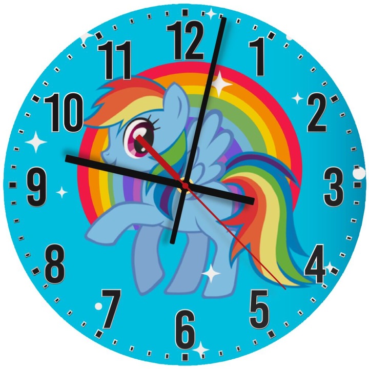 Ceas de perete din lemn 30cm, mecanism silentios, montare pe perete, multicolor