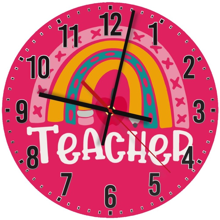 Ceas de perete din lemn 30cm, mecanism quartz, montare pe perete, culoare multicolor