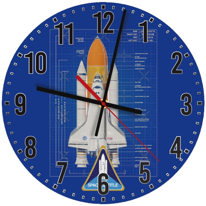 Ceas decorativ de perete din lemn 30cm, mecanism quartz, montare pe perete, culoare naturala