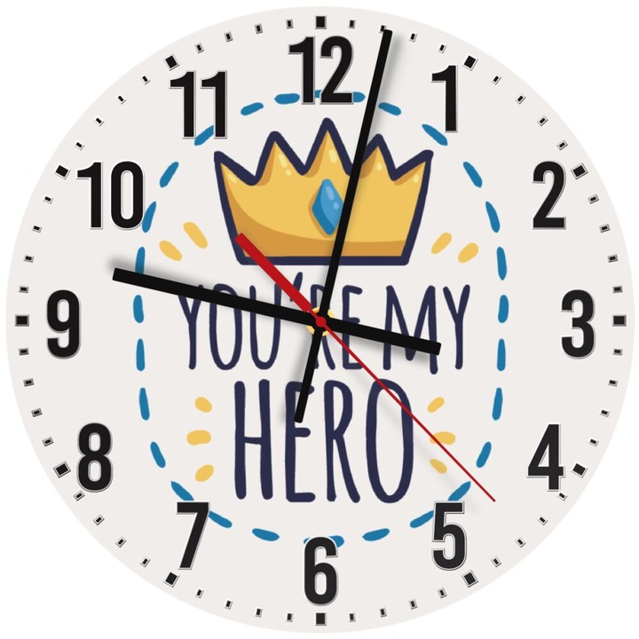 Ceas decorativ de perete, 30cm, mecanism silentios, lemn MDF, montare pe perete