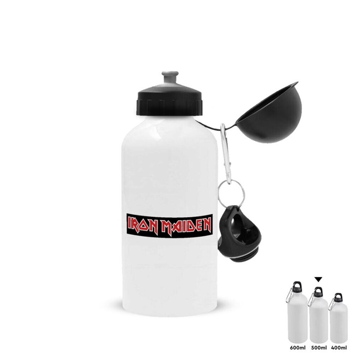 Sticla de apa din aluminiu, 500ml, alb, 16x7.2cm, capac inclus