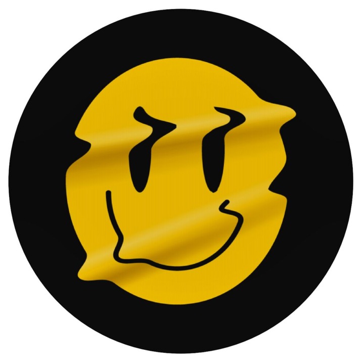 Mousepad rotund 20cm, Smile avatar distorsionat, silicon, 3mm grosime