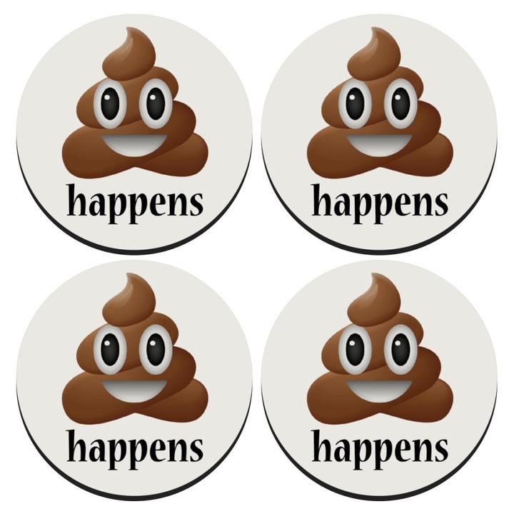 Suporturi bauturi, set de 4 coasters rotunde din lemn, 9cm, grosime 0.3cm, rezistente la umiditate si caldura