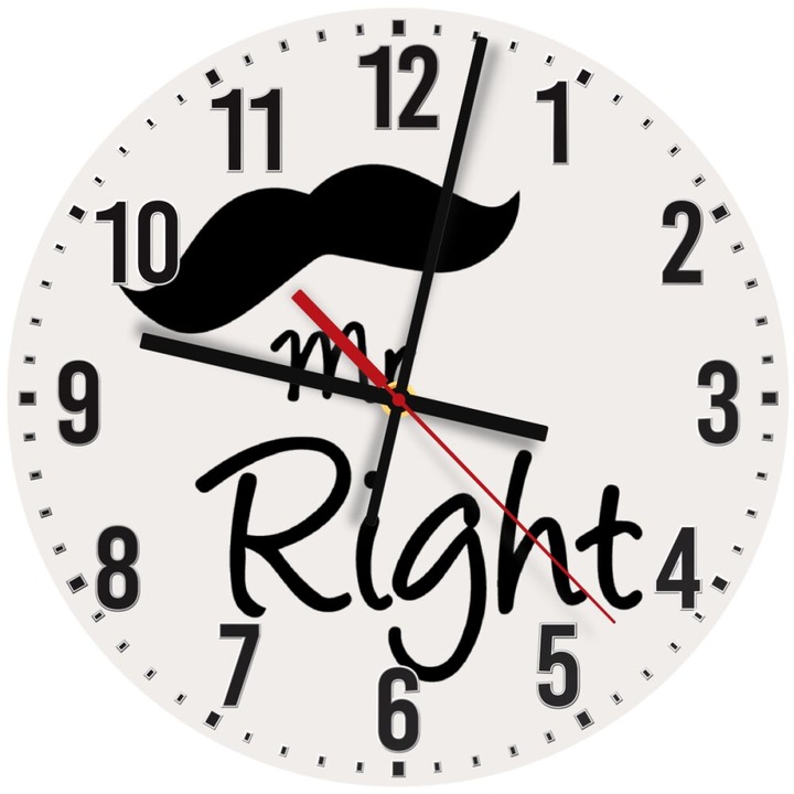 Ceas de perete din lemn 30cm, mecanism quartz, montare pe perete, culoare naturala