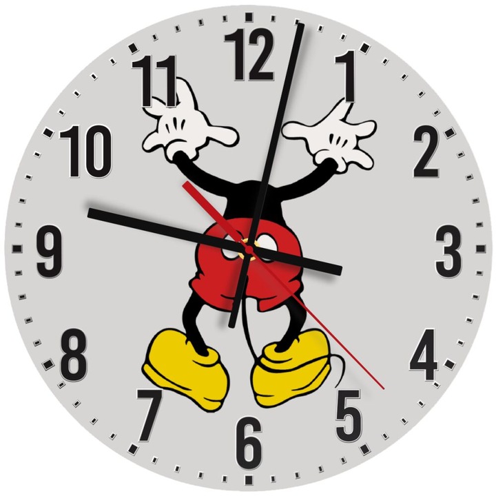 Ceas de perete din lemn 30cm, mecanism quartz, montare pe perete, culoare naturala