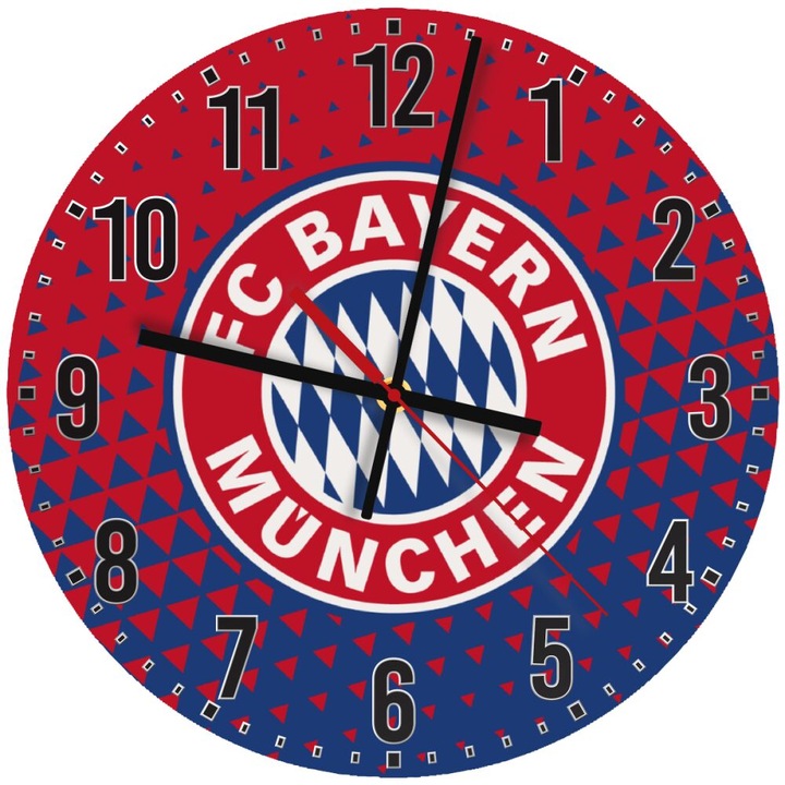 Ceas de perete din lemn 30cm, mecanism silentios, montare pe perete, multicolor