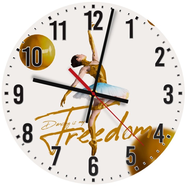 Ceas de perete din lemn 30cm, mecanism silentios, montare pe perete, multicolor