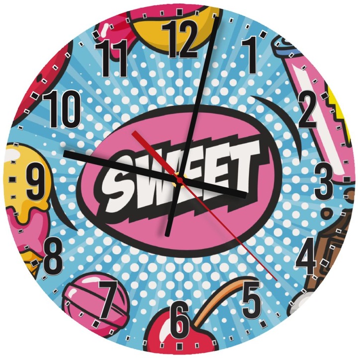 Ceas de perete din lemn 30cm, mecanism quartz, montare pe perete, culoare naturala