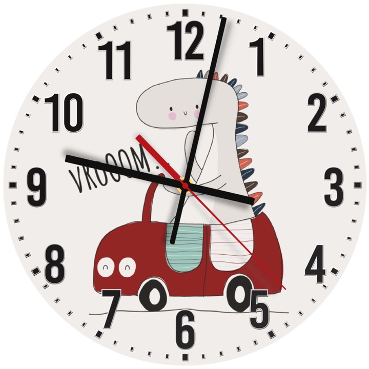 Ceas de perete din lemn 30cm, mecanism silentios, montare pe perete, multicolor