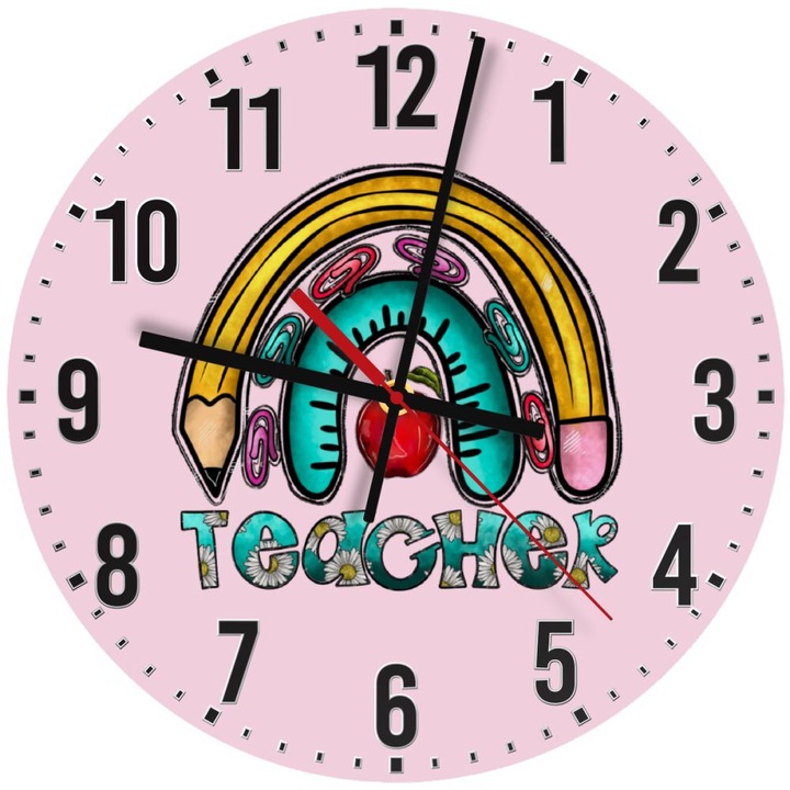 Ceas de perete din lemn 30cm, mecanism silentios, montare pe perete