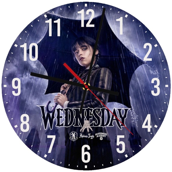 Ceas decorativ de perete din lemn, 30cm, mecanism silentios, montare pe perete