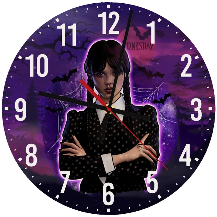 Ceas de perete din lemn 30cm, mecanism quartz, montare pe perete, culoare naturala