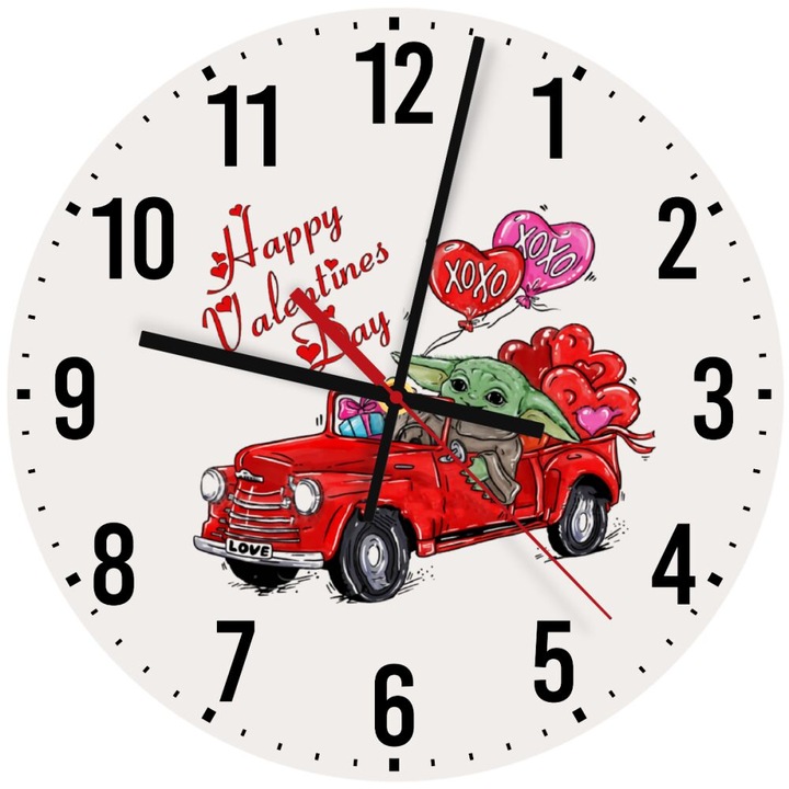 Ceas decorativ de perete din lemn 30cm, mecanism silentios, montare pe perete, multicolor